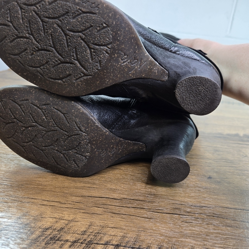 Naya Anthropologie Juniper Black Leather Suede Romantic Victorian Tall Boots - Picture 7 of 12